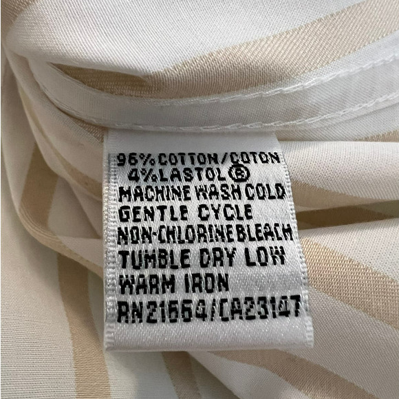 Talbots Button-up Blouse in Gold and White Stripes, Size 8 - Picture 5 of 6